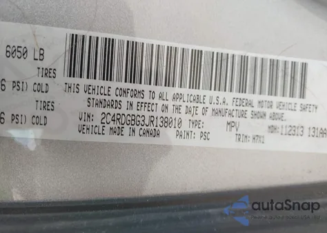 2018 Dodge Grand Caravan Se z USA, uszkodzony, nr VIN 2C4RDGBG3JR138010